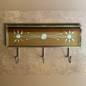 Vintage Mid-Century Style Glass Etched Decorative Floral Coat Rack Durable heavy